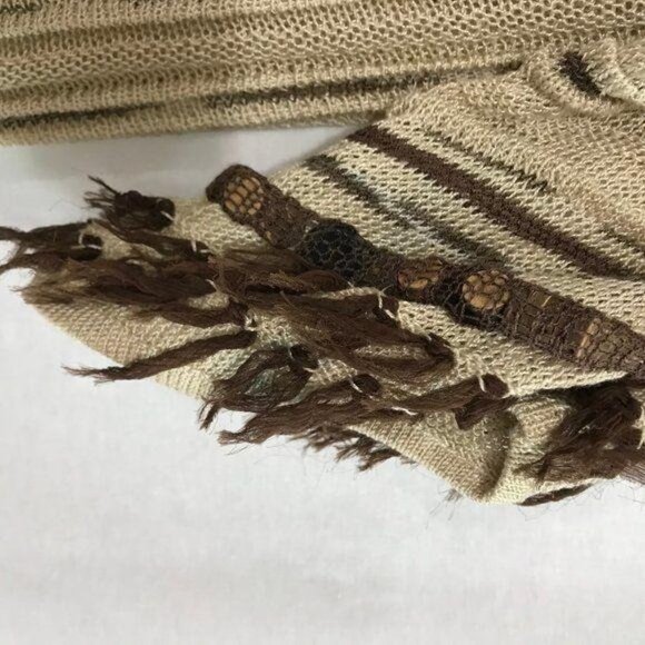 Nie + Zoe Large Khaki Cardigan Sweater Fringe Bohemian Style - Picture 9 of 10